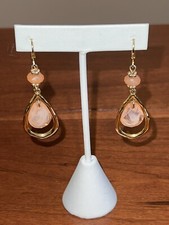 Joan Rivers Vintage Marbled Peach & Bead Dangle/Drop Pierced Earrings EUC! Gold Earrings price
