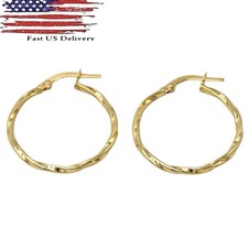 14k yellow gold  Twist Round Hoop woman  Earrings gift  A64 Gold Earrings price