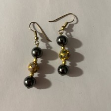 Grey And Gold Balls Earrings Gold Earrings price