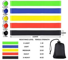 Set of 5 Resistance Exercise Loop Bands Home Gym Fitness Premium Natural Latex Resistance Band price