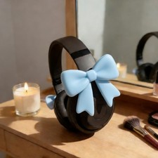 Blue Silicone Bow Headphone Accessory Soft Fun 3D Headphone Bow Decor For BL Headphone Accessory price