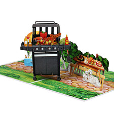 BBQ Steak and Grill Barbecue Fathers Day Pop Up Card, 3D Greeting Card for Grill and Barbecue price