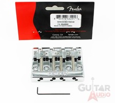 Genuine Fender CHROME HIMASS Block Logo High-Mass Bass Bridge IV w/Brass Saddles Bass Guitar price
