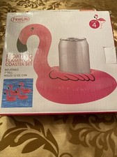 Fine Life Products Pink 7" Tall Floating Flamingo Coaster Inflatable Set Of 4 Inflatable Water Products price