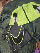lot of 2 nike hoodie and tshirt.  Size 12 Months   Gray/ Green Dri Fit Baby Sweatshirt price