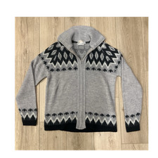 Vintage 70s London Fog Knitwear Fair Isle Cardigan Sweater Zipper Big 1X Gray OG Men's Sweater & Cardigan & Knitwear price