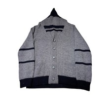 VTG 90s Tris Line Mens Cardigan Sweater Shawl Collar Gray Size L Made Italy Men's Sweater & Cardigan & Knitwear price