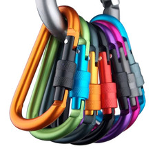 4PCS Locking Carabiner Clips Screw Gate Aluminum D Ring Keychain Camping EDC Climbing Gear price