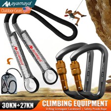 30KN Screw Locking D-shape Carabiner+Arborist Tree Climbing Rope Rappelling Cord Climbing Gear price