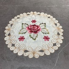 Set of 4 Vintage Embroidered Lace Placemat Round Table Mats Flower Coaster Doily Placemat price
