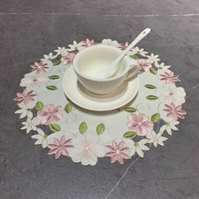 Set of 4 Vintage Embroidery Cutwork Lace Flower Placemat Dining Table Mats Doily Placemat price