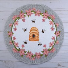 Braided Placemat Centerpiece Bee Hive Flowers 14.5 Inch Round Placemat price