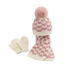 Toddler Kids Winter Hat Scarf Gloves Set, Cute Warm Knitted Beanie Hat with P... Baby Gloves & Scarf price