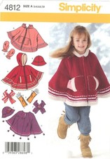 Simplicity 4812 Hooded Poncho, Scarf, Fingerless Gloves, Mittens, Hat Sz 3-8 UC Baby Gloves & Scarf price