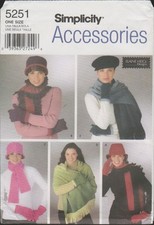Simplicity 5251 Womens Winter Accessories Hat, Gloves, Scarf Heigl Pattern Uncut Baby Gloves & Scarf price