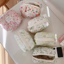 Washable Soft Cotton Handmade Makeup Bag Zipper Toiletry Bag Cute Cosmetic Makeup Bag price
