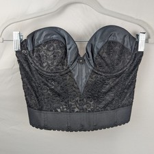 Vtg Floral Lace Boned Corset Top Size 36B Black Union Made Whimsigoth Romantic Corset price