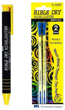 Bible Dry Highlighter Pen + 2 Refills GTL Yellow Comfort Grip Vibrant Color Highlighter price