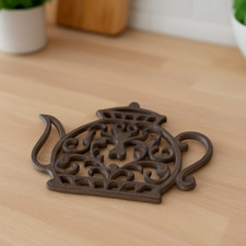 Tea Kettle Trivet Ornate Decorative Cast Iron Kitchen Decor Hot Pad 7.25" Trivet price
