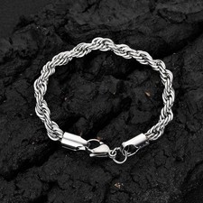 3-7mm Woman Man Gold Plated Stainless Steel Rope Chain Bracelet Bangle 7-9'' Steel Bracelet price