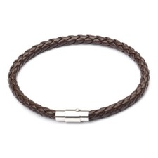 Unisex Women Men Braided Leather Steel Magnetic Clasp Bracelet Handmade Jewelry Steel Bracelet price