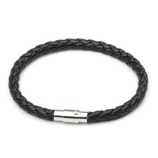 Unisex Women Men Braided Leather Steel Magnetic Clasp Bracelet Handmade Jewelry Steel Bracelet price