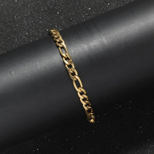 Gold Plated Stainless Steel Figaro Chain Bracelet 5mm Unisex Hip Hop Jewelry Men Steel Bracelet price