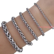 3/4/6/8mm Stainless Steel Wheat Link Bracelet Mens Chain Boys Fahsion Jewelry Steel Bracelet price