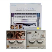 NEW KISS Falscara Kit 24 Assorted Lashes Plus Set of 2 VEIL Lashes False Eyelash Products price