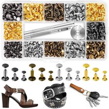420 Pack Leather Rivets, Brass Rivets for Fabric, Leather Rivet Kit, Double Cap Rivet price