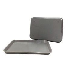 Plastic Eating Food Serving Tray for Cafeteria Lunch Kids 13.25" x 9.75", Gray Serving Tray price