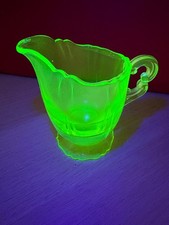 Vintage Vaseline Uranium Green Glass Cream Pitcher Pitcher price