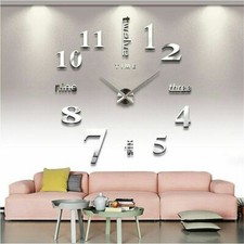 Novelty Stick-on Large Wall Clock 3D DIY Mirror Sticker Surface Home Decor Art Decorative Clock price