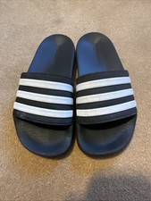 Kids Unisex Adidas Slides Sandals Slippers Size 1 Black with White Stripes Unisex Children's Slippers & Sandals price
