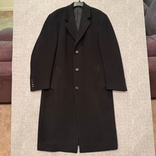 Jos A Bank Mens Black Wool Overcoat Long Dress Coat Size 40R Luxury Peacoat Men's Overcoat price