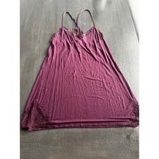Victorias Secret Plum Purple Lace Trim Modal Racerback Nightgown Chemise Large Women's Nightgown and Robe price