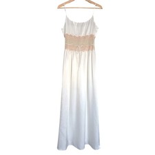 NK iMode White Satin Nightgown Maxi Slip Dress with Sheer Lace Waist Women's Nightgown and Robe price