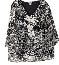 Signature JMB Top Women 2X Sequin V Neck Lined Chiffon Tunic Shimmer Plus Blouse Tunic price