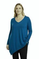 Soft Surroundings Madeline Tunic Top Women Size XL Blue Stretch V-Neck Flowy Tunic price