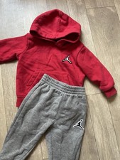 Jordan 2-Piece Fleece Hoodie & Pants Set Red/Gray Logo Hooded 12M Baby Clothing Set price