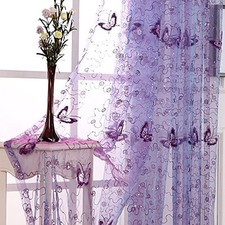 Butterfly Embroidered Sheer Tulle Curtains Rod Pocket 39 Inch 55'' Voile 1 Piece Baby Room Curtain price