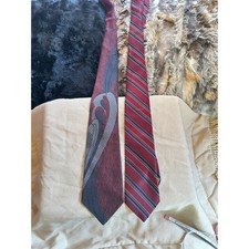 Christian Dior Monsieur Mens Tie Lot 2 Burgundy Grey Silk Striped Limited Series Tie Set price