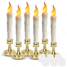 6Pcs LED Flickering Flameless Taper Candles Battery Operated with Candle Holders Decorative Candle price