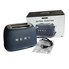 SERVAPPETIT SERV RETRO TOASTER Navy Blue 2 Slice Extra Wide Slots NEW IN BOX Toasters price