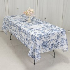 60" x 102" Blue French Toile Pattern Polyester Rectangular Tablecloth Tablecloth price