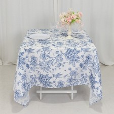 70" x 70" Blue French Toile Pattern Polyester Square Tablecloth  Disposable Tablecloth price