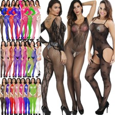 Womens Mesh Bodysuit Body Stocking Lingerie Fishnet Babydoll Nightwear Sleepwear Body Stocking price