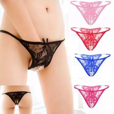 Sexy Womens Lace Thong G-string Crotchles Panties See Through Lingerie Underwear Thong, String price
