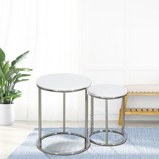 Round Nesting Coffee Table End Table Set of 2 Stacking Side Tables Metal Frame Nesting Tables price