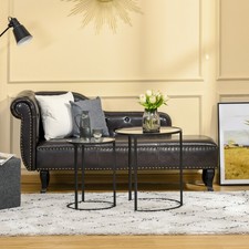 Nesting Coffee Tables Set of 2 Modern End Table with Round Glass Tabletop, Black Nesting Tables price